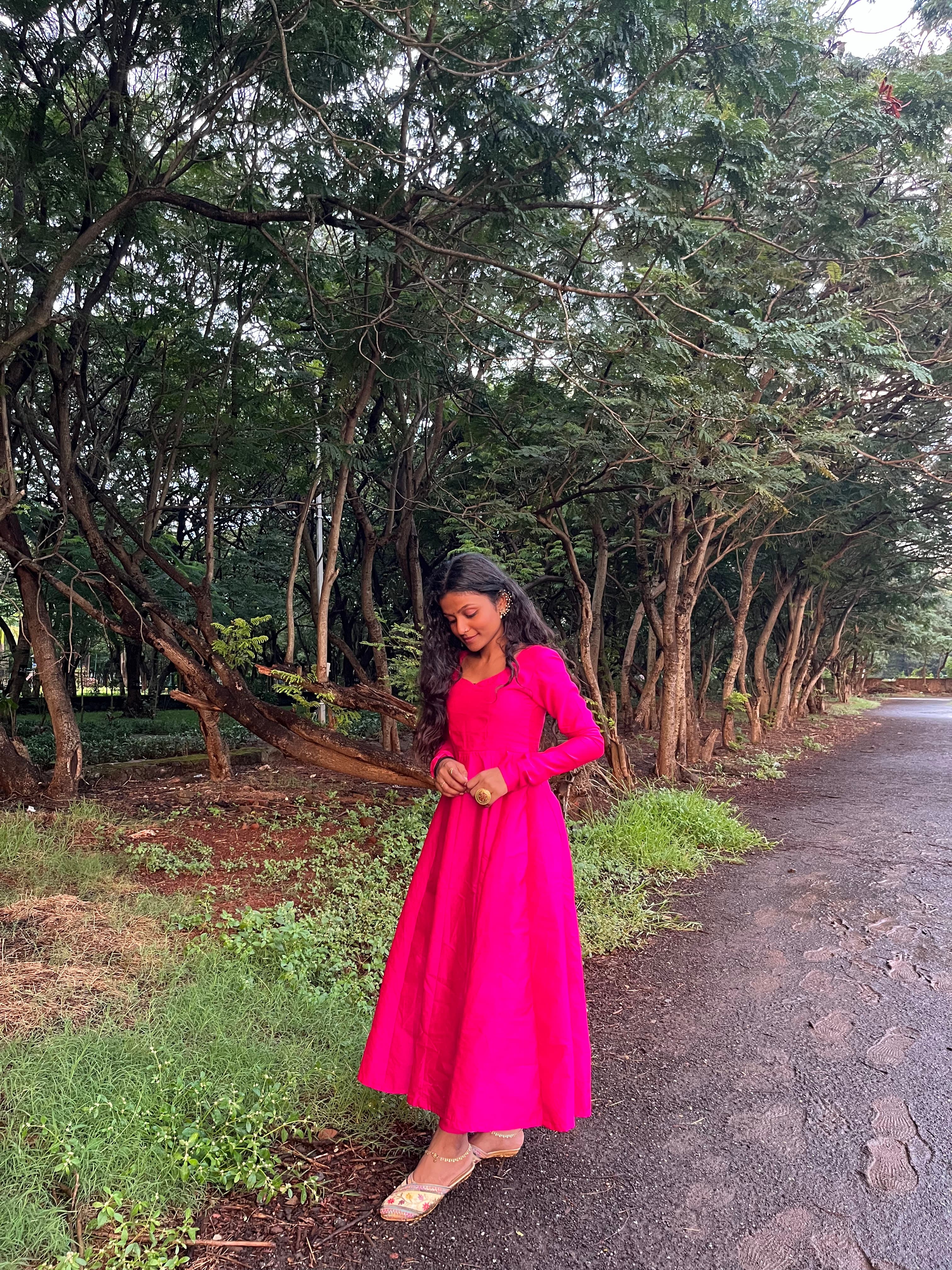 Pink Anarkali Maxi Kurta with Pant — Image 4
