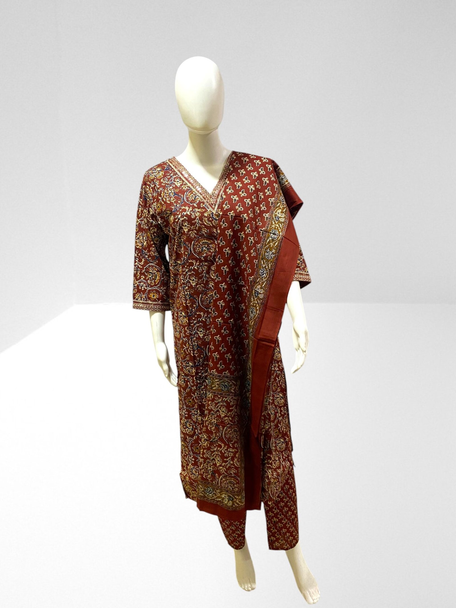 floral printed & embroidered straight kurta with pant & pure cotton dupatta floral printed & embroidered straight kurta with pant & pure cotton dupatta