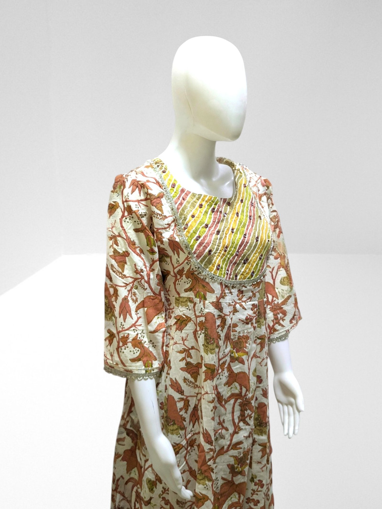 floral printed & embroidered flared anarkali kurta with pant & pure cotton dupatta floral printed & embroidered flared anarkali kurta with pant & pure cotton dupatta