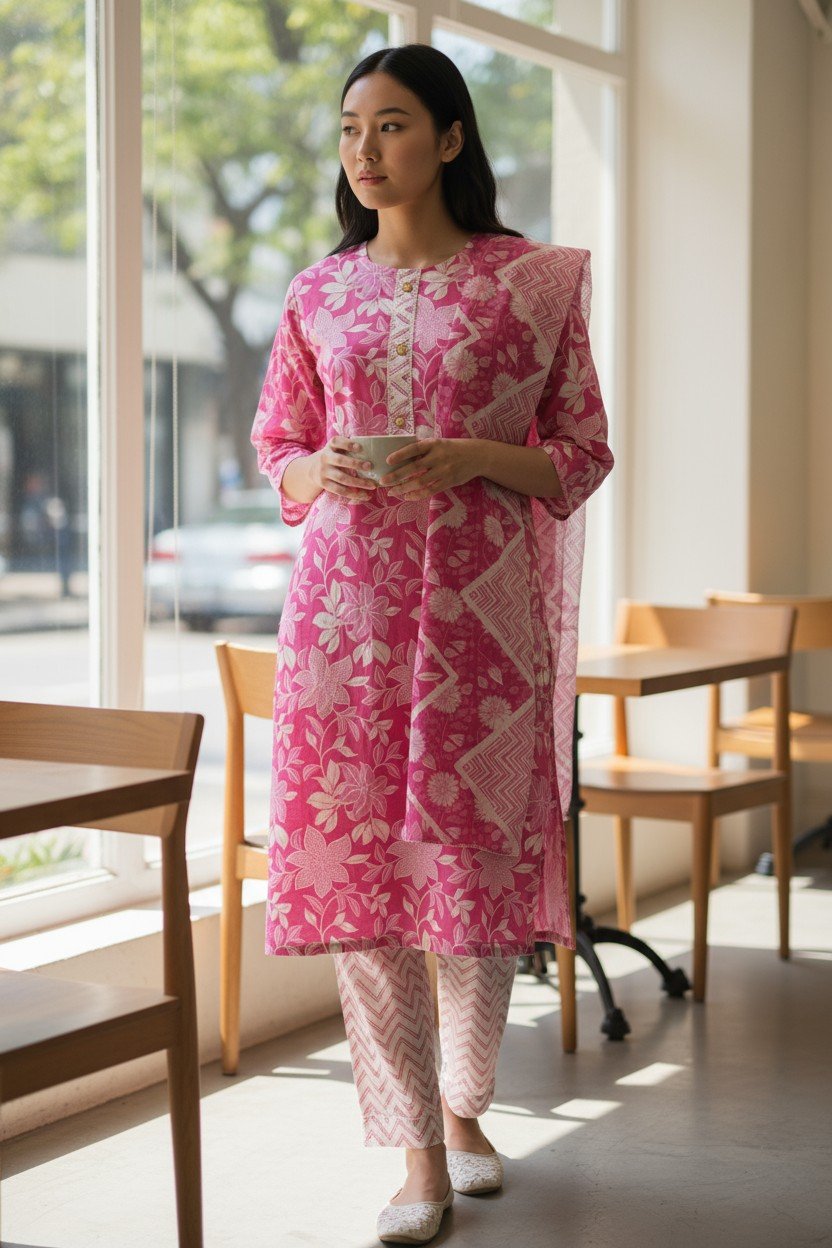 cotton a line kurti pant with dupatta cotton a line kurti pant with dupatta