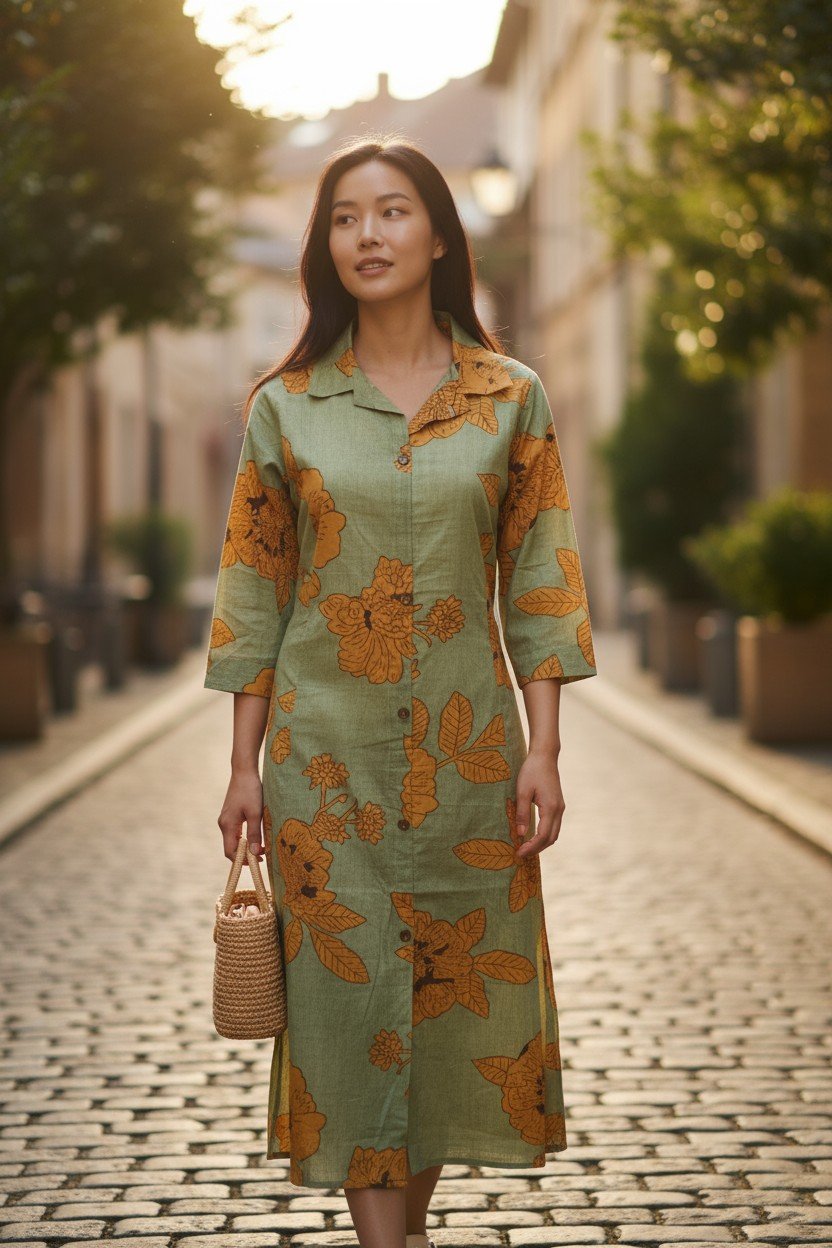 preminum cotton printed fit flair dress preminum cotton printed fit flair dress