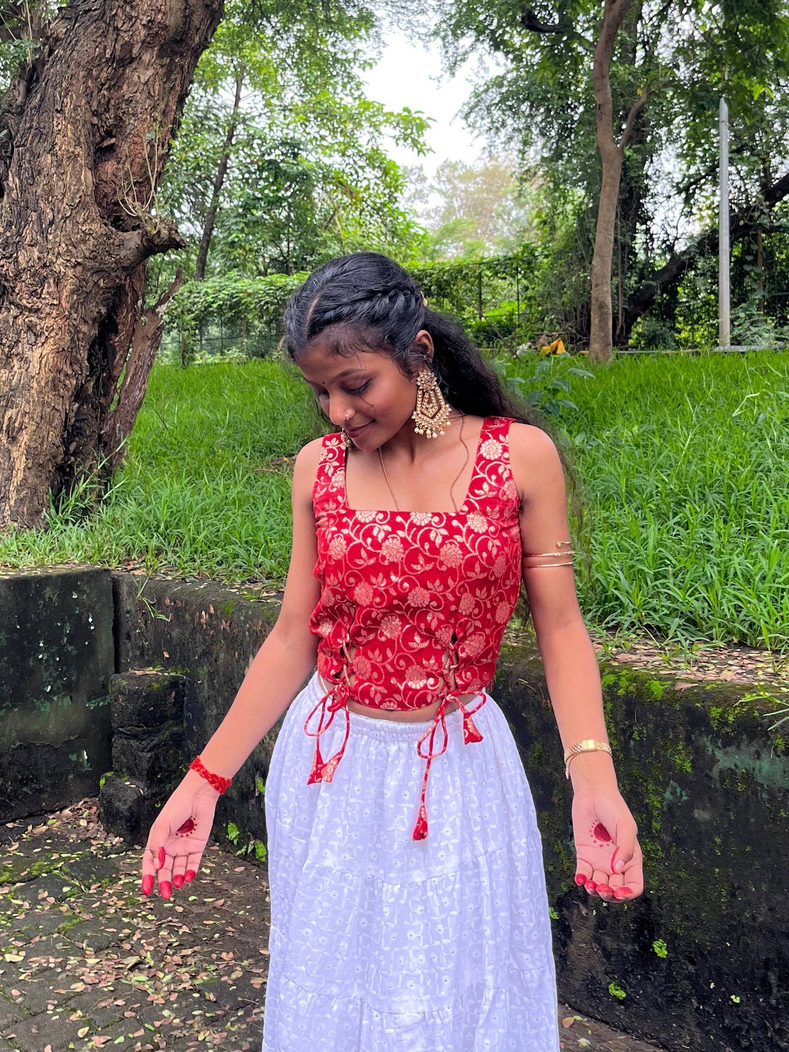 Raktanjali- Red Ethnic Top