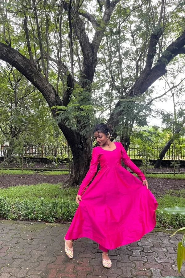 pink anarkali maxi kurta with pant